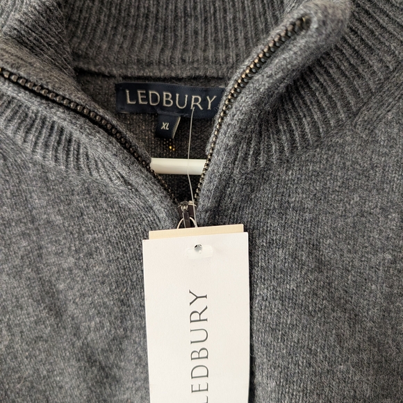 Ledbury Men's Charcoal Zip-Neck Sweater - Picture 2 of 4